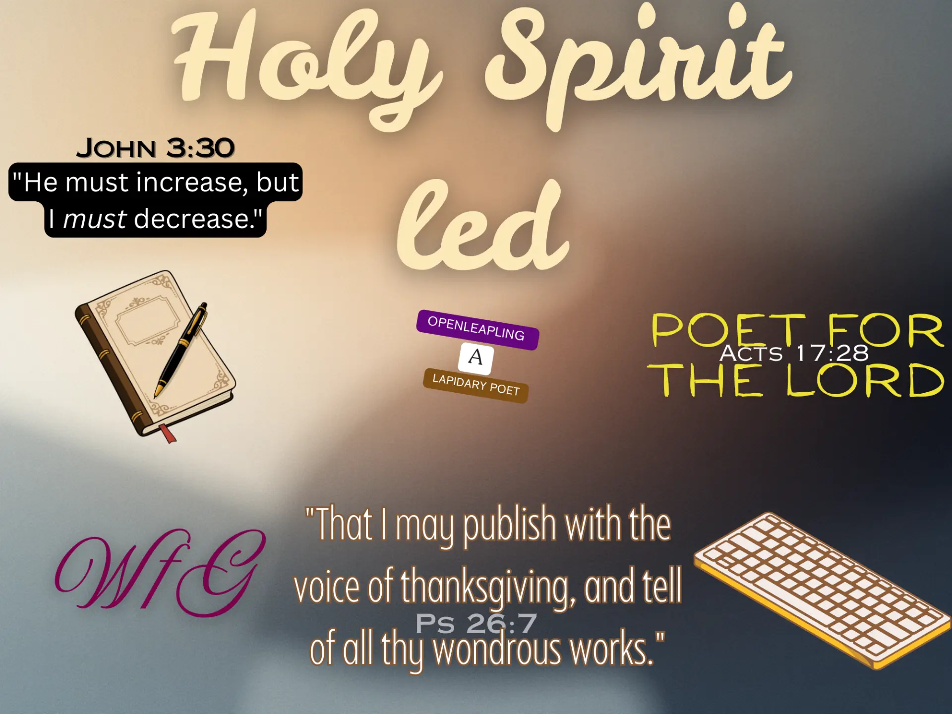 Holy Spirit led artwork featuring scripture and poetry themes
